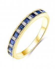 PRINCESS CUT SAPPHIRE DIAMOND BAND (TR4234)